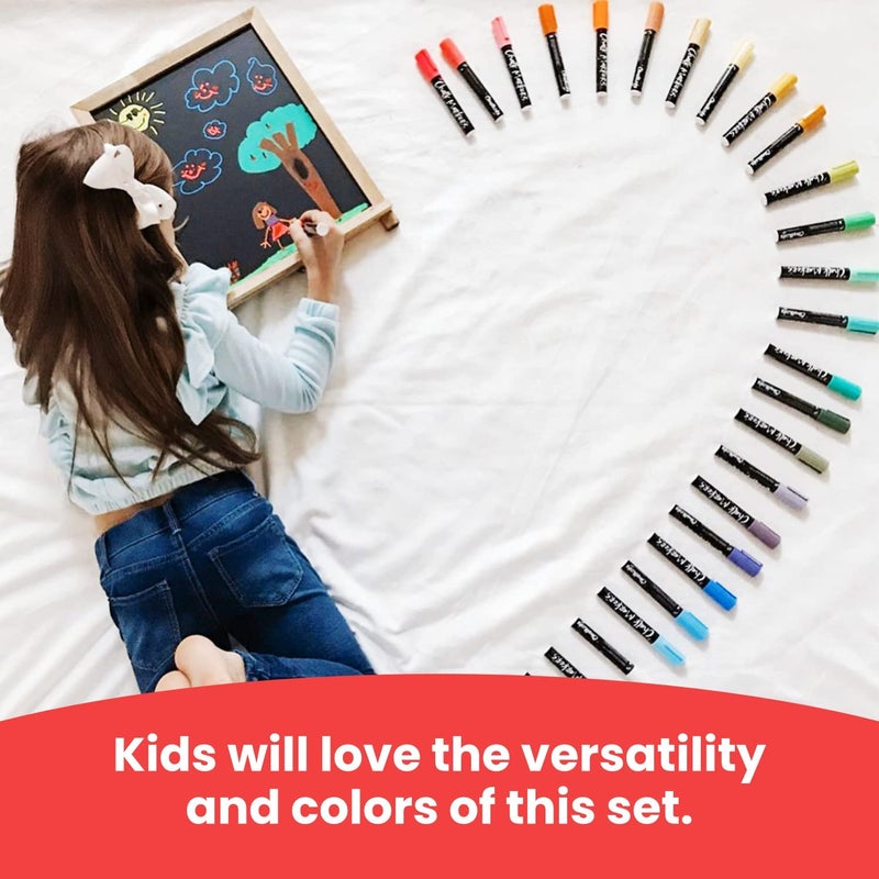 Chalkola Chalk Markers - Pack of 40 (Neon  Pastel & Metallic) Liquid Chalk Pens - For Chalkboard  Blackboard  Window  Labels  Bistro  Glass  Car  Board - Wet Wipe Erasable Ink - 6mm Reversible Tip - Image 4